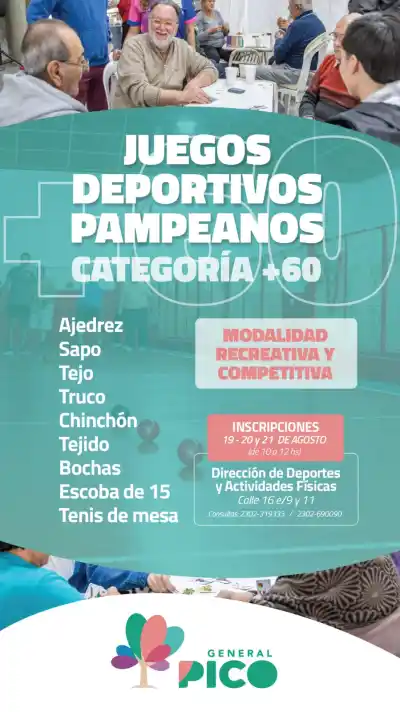 General Pico: ya están abiertas las inscripciones para los Juegos Deportivos Pampeanos +60