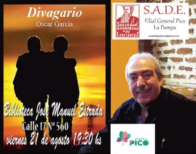 El pampeano Oscar García llega a General Pico con su libro “Divagario” y promete una velada única