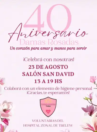 Cuatro décadas de amor al prójimo: Damas Rosadas invitan a un festival solidario en Trelew