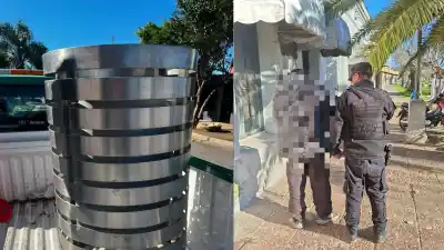 Corría con un cesto de acero bajo el brazo y lo atraparon en pleno centro