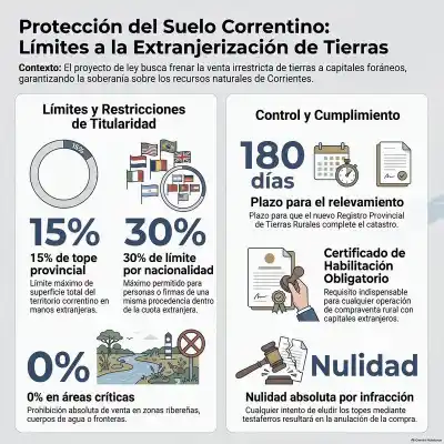 Un tope del 15% para tierras en manos extranjeras: el proyecto que sacude a Corrientes