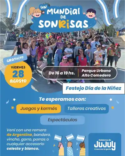Mundial de Sonrisas: la fiesta gratuita que espera a los chicos en Alto Comedero