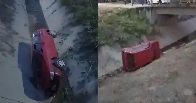 Un auto apareció volcado dentro de un canal en Metán y los vecinos piden respuestas