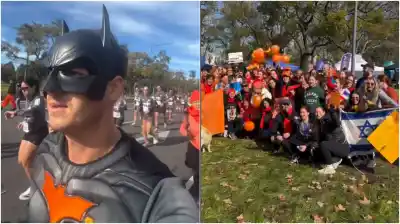Corrió vestido de Batman en Buenos Aires y su emotivo homenaje a la familia argentina asesinada por Hamas