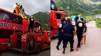 Insólito accidente en San Luis: un descenso por tirolesa terminó con dos personas estrelladas contra un colectivo