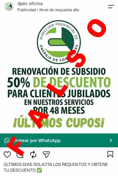 Cuidado con el WhatsApp de la DPEC: así intentan estafarte con descuentos falsos