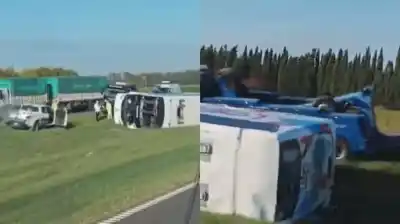 San Pedro: Un micro volcó con 50 personas y el saldo dejó a decenas con fracturas y un herido grave