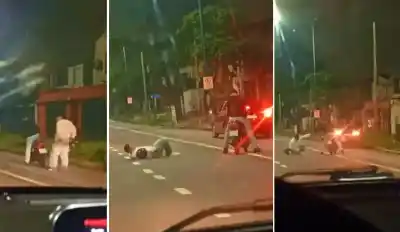 Escena de alto riesgo en plena avenida: el video que captó el peligroso estado de dos jóvenes