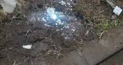 Una fuga de agua en plena plaza Ricardo Alfonsín