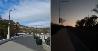 El escandaloso abandono del Dique El Jumeal: luces encendidas de día, oscuridad y motos a toda velocidad de noche