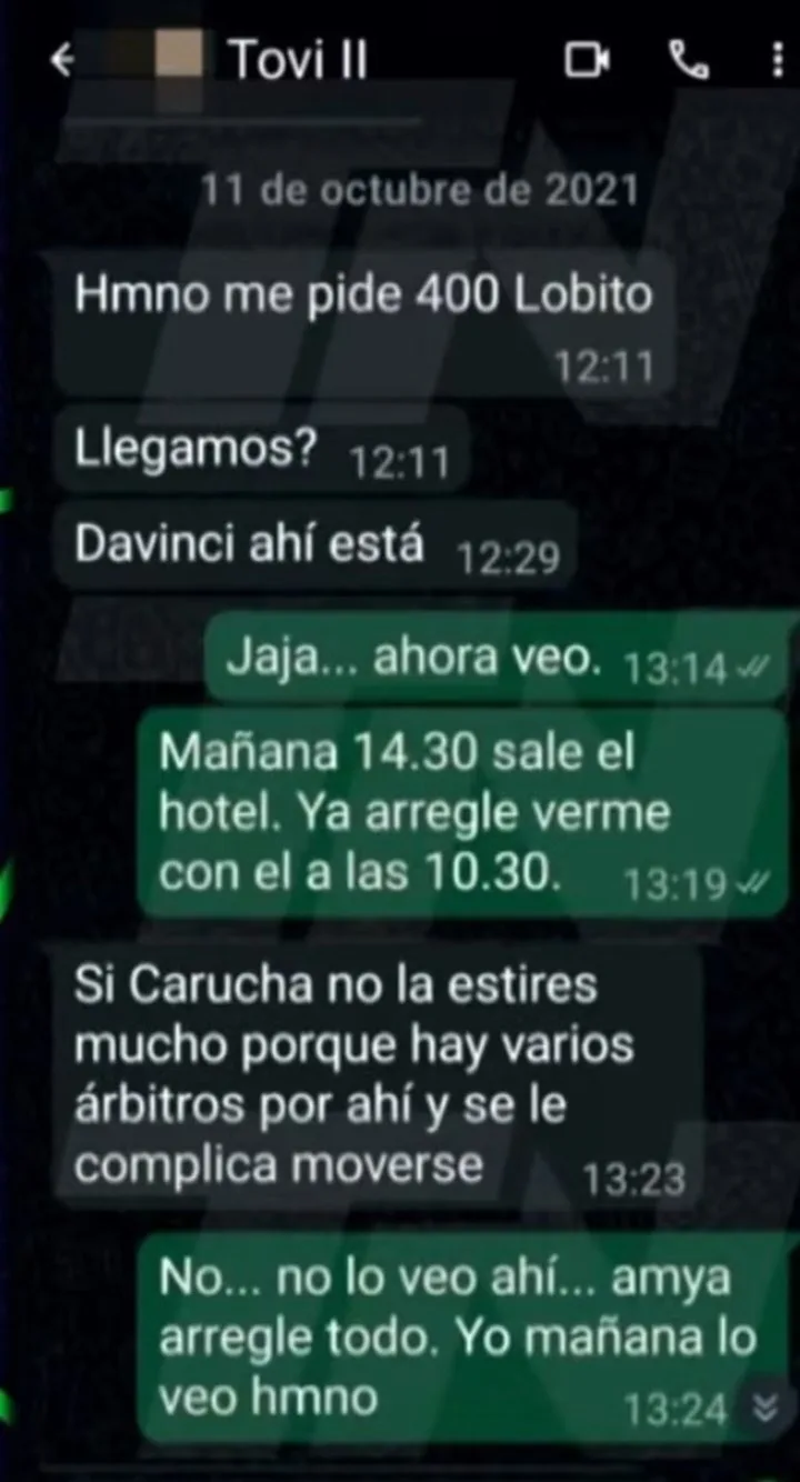 Polémica con el árbitro Luis Lobo Medina: los chats difundidos por TN.