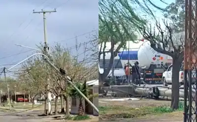 El viento Zonda arrasó Sarmiento: postes caídos, cables en el piso y el tránsito cortado en varios puntos