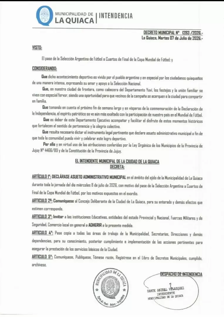 La Quiaca celebra el pase de Argentina