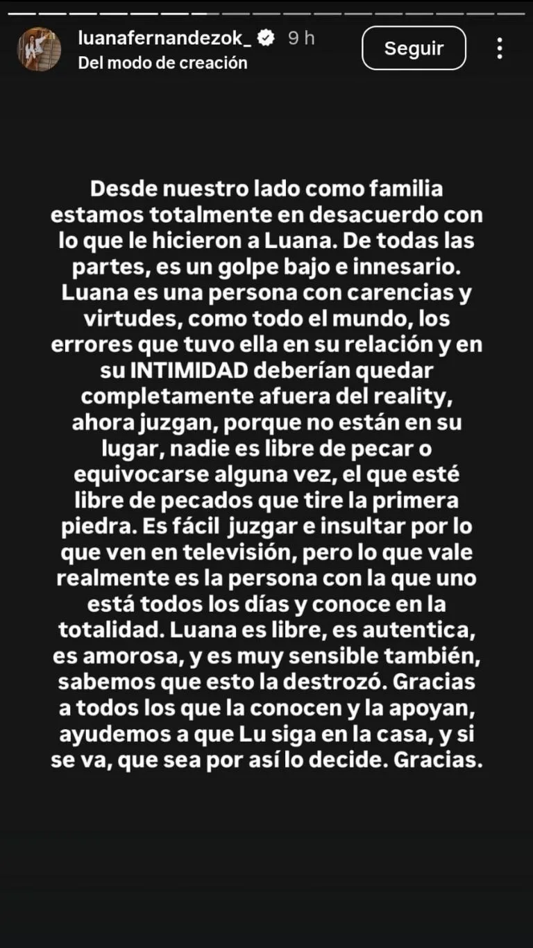Luana Fernández en Gran Hermano