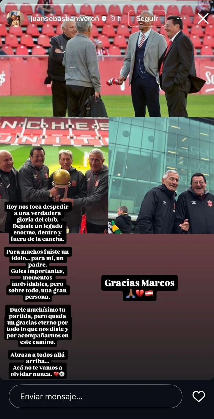La despedida de Verón para Conigliaro. (FOTO: Instagram)