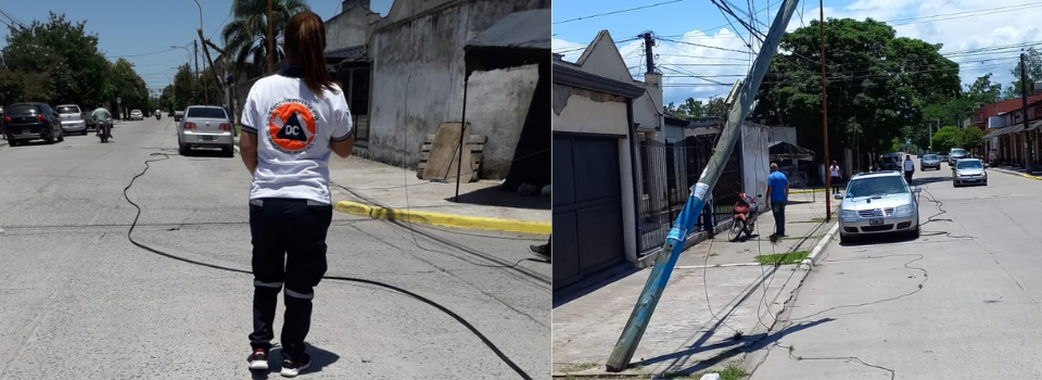 Un colectivo arrasó con unos cables en Monteros