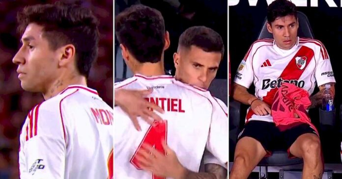gonzalo-montiel-salio-lesionado-en-el-primer-tiempo-de-river-barracas:-la-reaccion-del-lateral